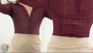 Petite Stepmom Caught Stepson Staring