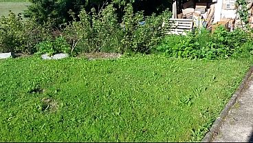 Granny is working naked in her garden!